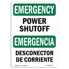 OSHA Emergency Sign - Power Shutoff | Vinyl Label Decal | Protect Your Business, Construction Site, Warehouse & Shop Area | Made in The USA
