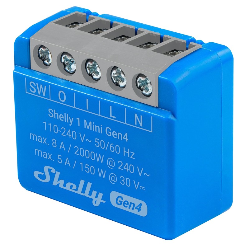 SHELLY 4 x Mini Gen4 8A Wireless Bluetooth Relay Blue