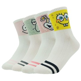 JJMax Women's Spongebob Squarepants Cotton Blend Cartoon Socks , Toe Detail Set, One Size