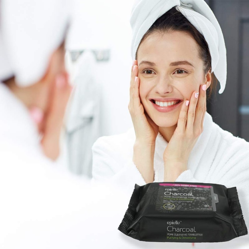 Epielle Charcoal Makeup Remover Cleansing Wipes Tissue | Soft and