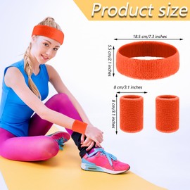 Samoyee 30 Pcs Sweatbands Wristbands Set 4th of July Absorbent Terry Cloth Headbands Wristbands Neon Color Striped 80s Athletic Sweatbands for Sports Gym Exercise (Red White Blue Stripe)