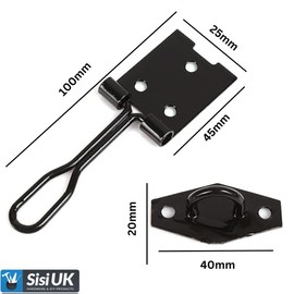 Sisi UK Wire Hasp and Staple 100mm (4inch) Black Heavy Duty Stainless Steel Wire Hasp and Staple Door Latch Lock for Cupboard Hutches Cages Sheds with Fixing Screws Pack of 2