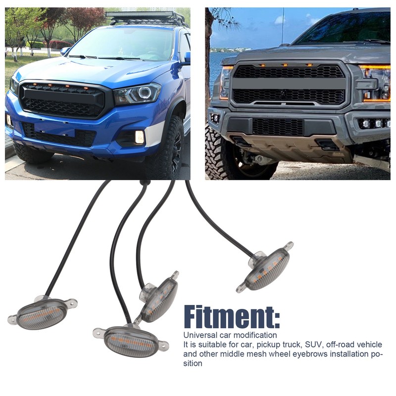 1V4 Smoke Lens Front Grille Driving Lights Amber LED Lamps