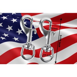 Faneta Stainless Steel 316 Swivel Eye Snap Hook, Marine Grade Scuba Diving Bolt Snap, Single-Ended Flag Pole Clips for Flag Ropes, Dog Leashes, and Camera Straps (Set of 2) (3-1/8 inch)