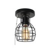 Beuhouz Pull String Semi Flush Mount Ceiling Light, Round Modern
