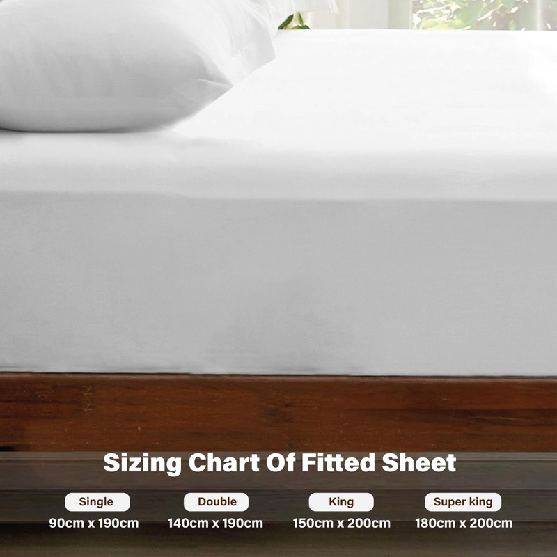 Rehan & Co Cotton Fitted Sheets King Size White 100%