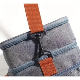 Ferni's Double Deck Insulated Lunch Bag, Dual Compartment Lunch Box for Men and Women Office, Leakproof Thermal Expandable Tote Bag with Shoulder Strap Grey