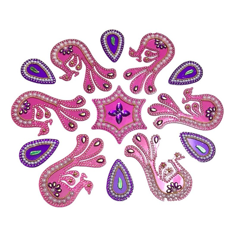 KRIWIN® 10-11 inches Dia - Floor/Wall/Table Rangoli Decorative Showpiece (Acrylic)