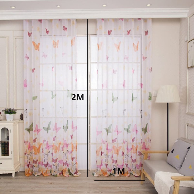 100 x 200 CM Butterfly Pattern Shadow Curtain Grommet Window