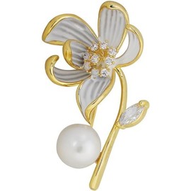 Lotus Flower Brooch Rhinestone Pearl Lotus Lapel Pin Pearl Flower Badge Brooch Women's Clothing Accessory Brooch Anti-Glare Brooch Scarf Clip Jewellery, Metal