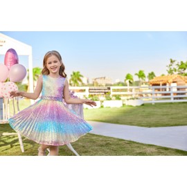 Rainbow Prom Dress Size 10-12 Party Dress Kids Sequin Dress Prom Birthday Formal Dress