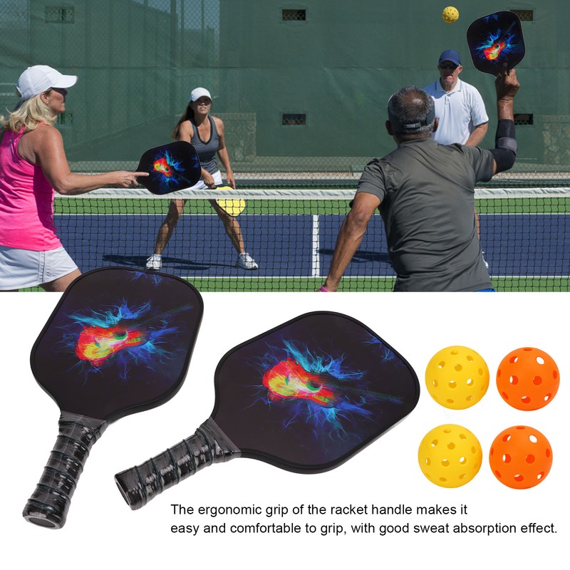 Pickleball Set 2 Rackets 4 Balls 1 Racket Bag Glass