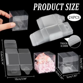 NBEADS Pack of 24 Mini Clear Favor Boxes, Transparent PET Box, Clear Plastic Party Boxes, Small Gift Box for Christmas, Birthday, Wedding, Shower Party, 5 x 5 x 5 cm