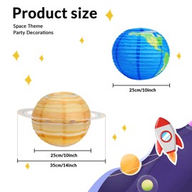 Space Paper Lanterns 8PCS 12 Inch Hanging Planets Lantern Space Paper Lanterns Planet Decorations for Kids Outer Space Theme Party Supplies Home Decor Birthday Decorations