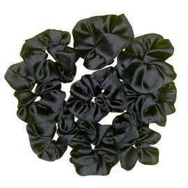 Drishti Plain Black Hair Scrunchies Hair Ponytail Holder Soft Fabric For Girl And Women Black (Pack of-6)