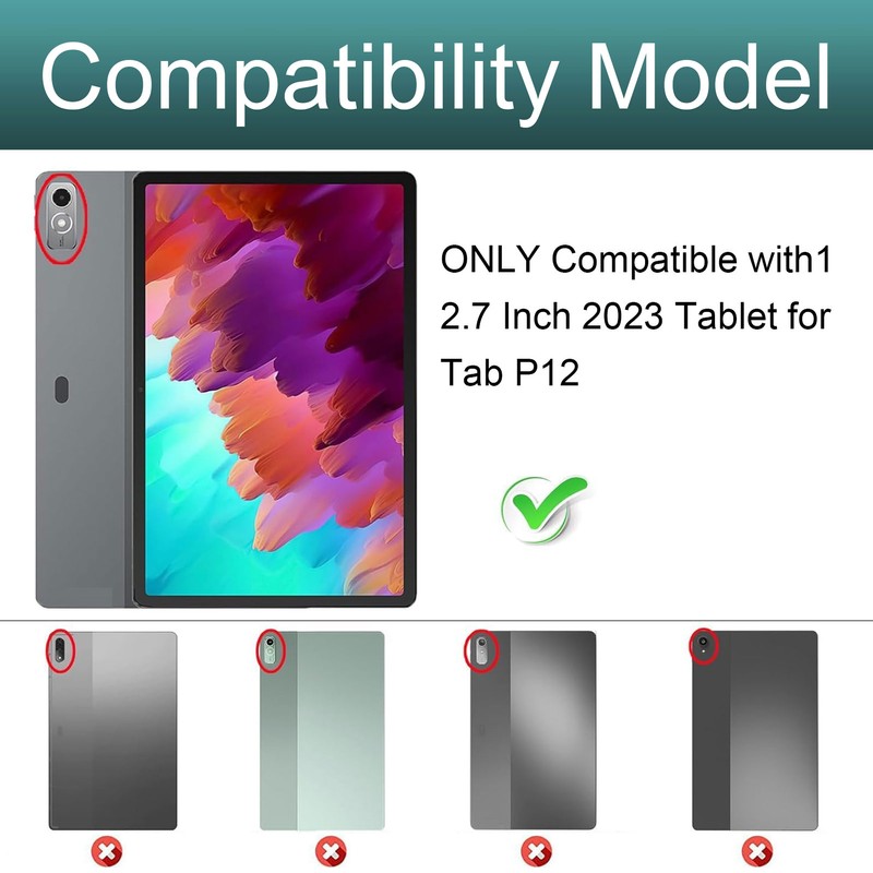 Keyboard Case for Tab P12 12.7in TPU Stand Cover with