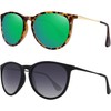 WOWSUN Vintage Round Polarized Sunglasses for Women and Men, green