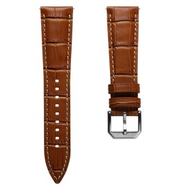 WatchGecko Carolina Gator Print Genuine Leather Watch Strap [Light Brown, 22mm]