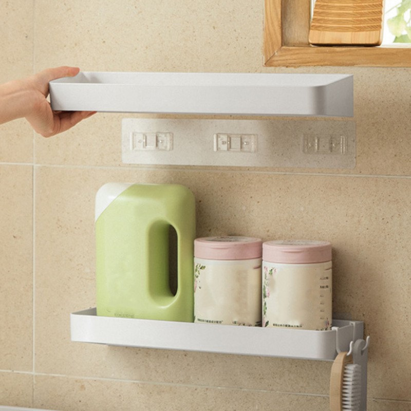Wall Mounted Bathroom Shelf Multipurpose Modern Minimalism Style Punch Free