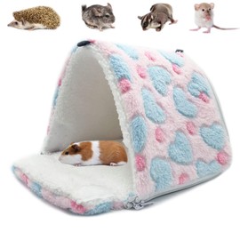 LeerKing Guinea Pig Bed Hideout Rat Hammock Guinea Pig Cage Bedding for Squirrel Hedgehog Chinchilla Nest Tent,Pink,L