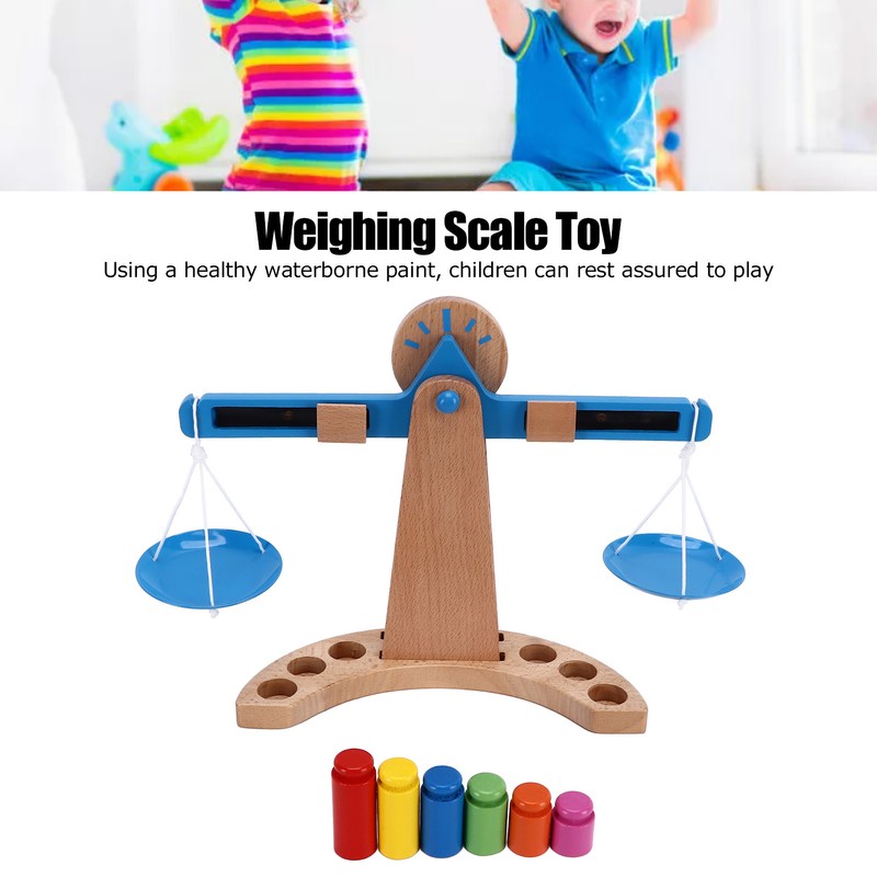 Wooden Weighing Scale Toy Set Educational Balancing Scale Toy Math