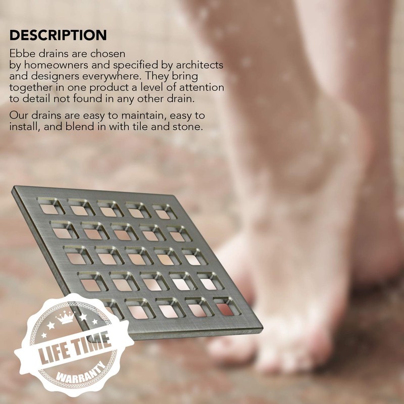 Ebbe E4803-BN 4" Unique Grate, Quadra Brushed Nickel