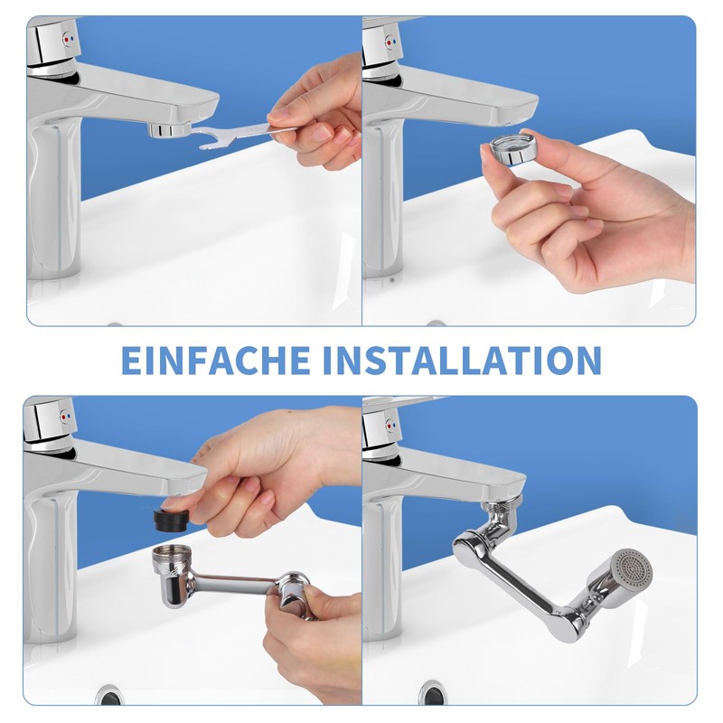 Figarge Bathroom Tap Attachment Rotating Tap Attachment Extension 1440 Swivel