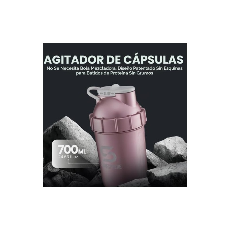 Botella Mezcladora Shaker Shakesphere Original 700ml (Metallic Rose Gold)