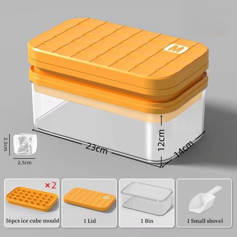 Ice Cube Trays with Lid and Bin, Reusable 56 Food-Grade