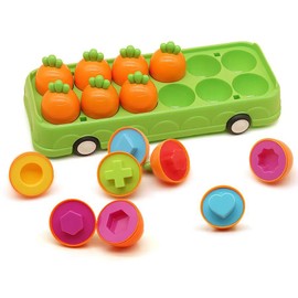 Montessori Carrot Matching Educational Toys Gift Age 1-3+ Early Education Training Toys for 1/2/3/4/5 Year Old Children Color Shape Sorting Learning Set Carrot Toy for Baby Toddler