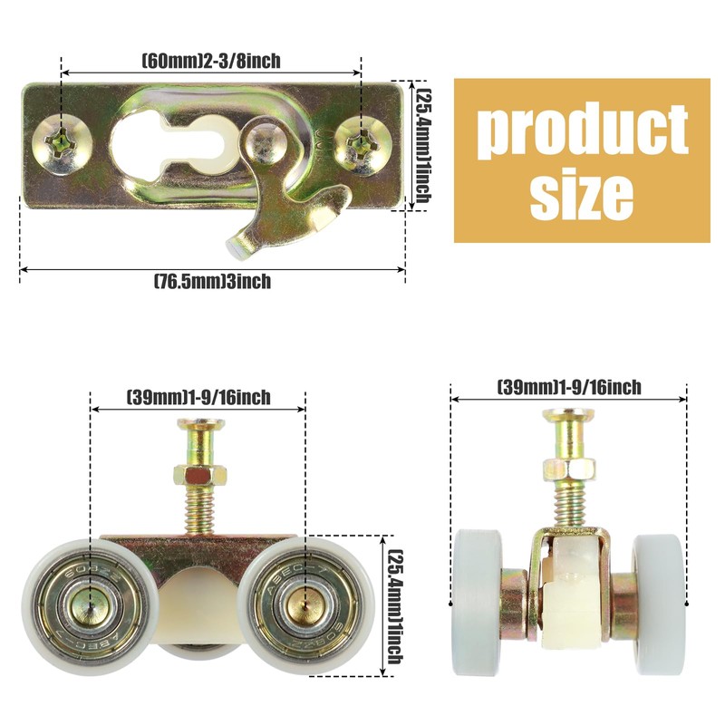 2PCS Sliding Pocket Door Roller Assembly Compatible with 1500/100pd Series