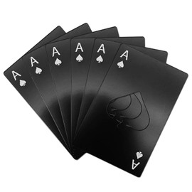 Bottle Opener Keychain, Beer Bottle Opener with Ace of Spades Design, Stainless Steel Portable Card-Style Opener for Groomsmen Bridesmaid Gifts,or Party Essentials (6 Pcs-Black)