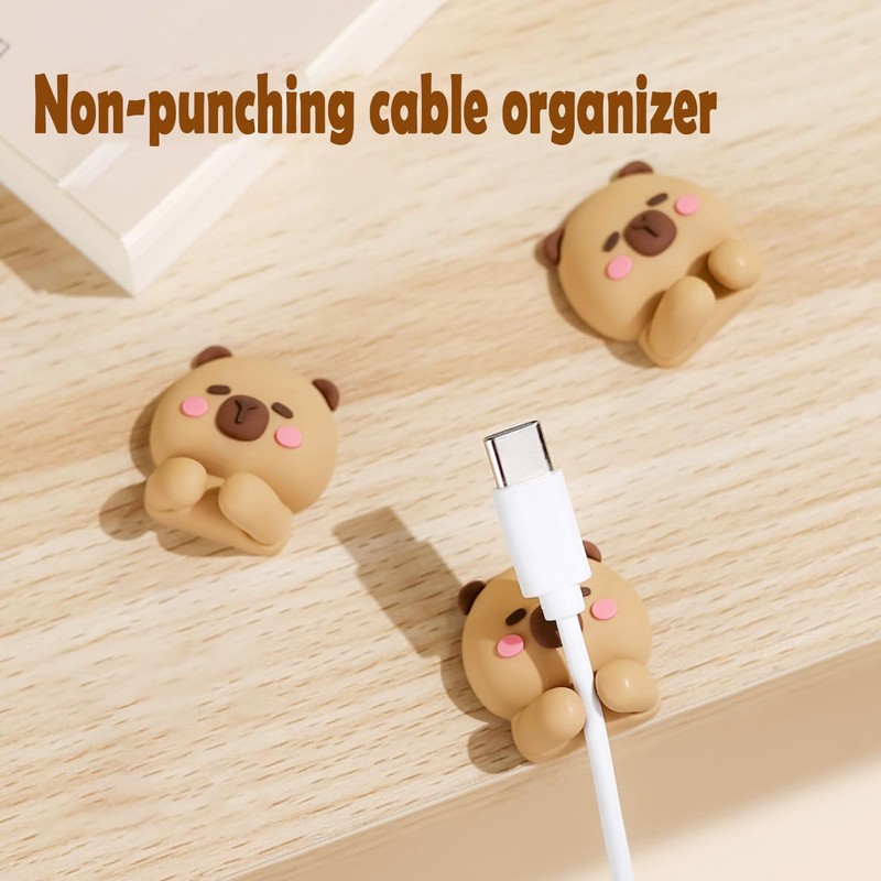 Capybara Cable Organizer, Adorable Animal-Shaped Cable Clips, Desk Cable Management