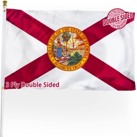 XIFAN Double Sided Florida State Flag 3x5 ft, Heavy Duty 3 Ply Durable Polyester, FL Flag with Vibrant Print/4 Rows Hemming/Brass Grommets for Indoor Outdoor Decor