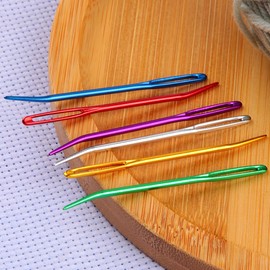 GSHLLO 12 Pcs Large Eye Sewing Needles Hand Knitting Needles Big Yarn Darning Needles Curved Crochet Needles Hand Sewing Tapestry Needles Craft Embroidery Needles with Wooden Needle Case