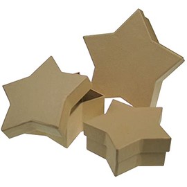 Star Paper Box Lid Box Set of 3 15 x 15 x 5 cm / 13 x 13 x 5 cm / 11 x 11 x 5 cm