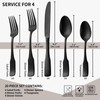 Alata Kate Black Tumbled 20-Piece Silverware Set,Service for 4,Stainless Steel