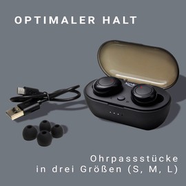 XORO Kabelloser In-Ear-Kopfhörer KHB 25, integrierter Akku, TWS-Technologie, Separate Ladebox, Mikrofon integriert, EIN-Tasten-Steuerung, Bluetooth, HFP, HSP, A2DP, schwarz