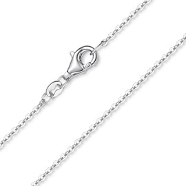 Materia #K97 Women's Necklace, Made of 925 Silver - Rhodium Plated, Fine Anchor Chain Necklace for Women and Girls 1 mm, Length: 40 - 80 cm, Silver
