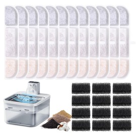 24PCS Cat Water Fountain Filters for Downypaws Fountain, 5-Stage Filtration