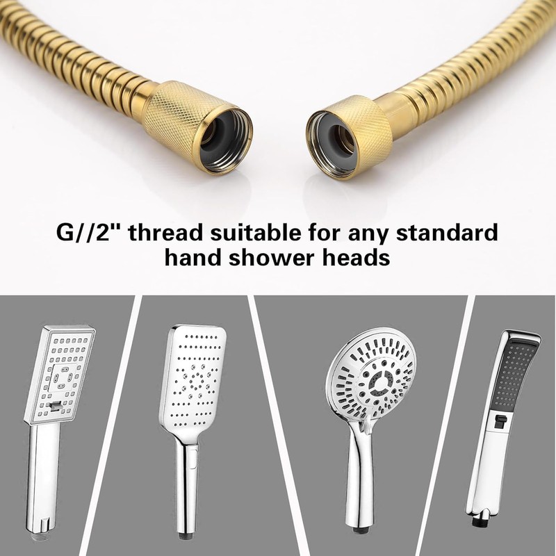 YUANQIAN Shower Hose, 60 Inch Flexible Shower Hose - Extra
