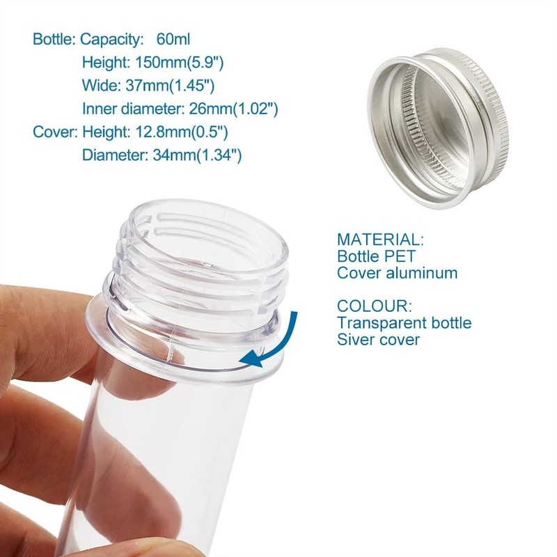 Magibeads 12Pcs Clear Tube Plastic Bead Containers with Lids 5.9