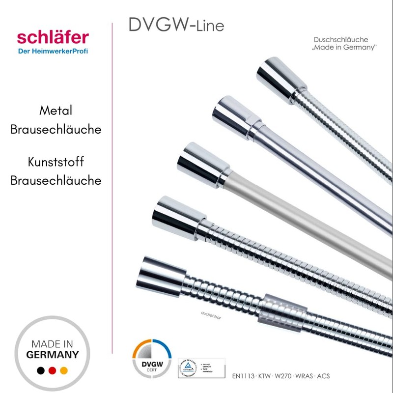Schläfer 806090 | Shower Hose 1.2 Metres Universal PVC Shower