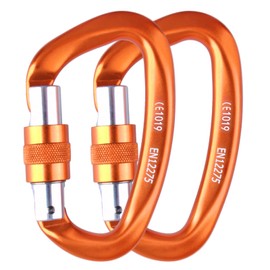 TRIWONDER 12KN 25KN Wiregate Carabiners Screwgate Carabiner Aluminum Heavy Duty D Shape Climbing Carabiners for Hammock Camping Hiking (25KN Screw Gate - 2 Orange)