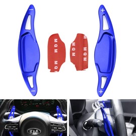 iJDMTOY Sports Blue CNC Billet Aluminum Steering Wheel Larger Paddle Shifter Extension Covers Compatible With 2018 and up Kia Stinger (CK)