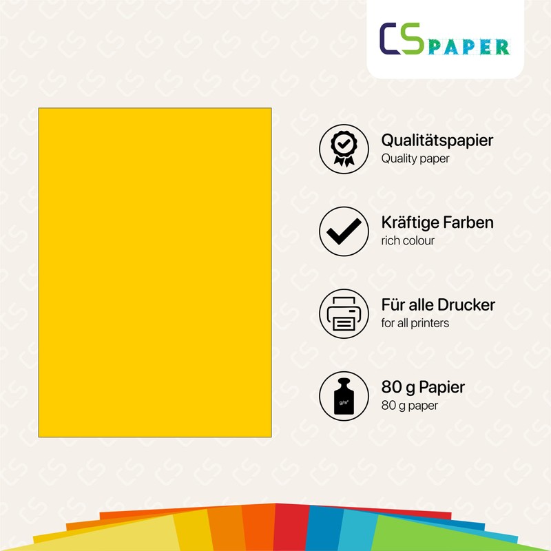 Made in the EU, 50 Sheets of Coloured Paper Sun