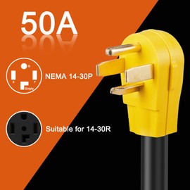 Suplevel NEMA 14-30P to 6-50R Welder Adapter Cord, 30 Amp 4 Prong Dryer Male Plug to 50 Amp Welder Female Connector, for Welding Machine EV Charger, STW 10 AWG/3C, 1 FT, ETL Listed
