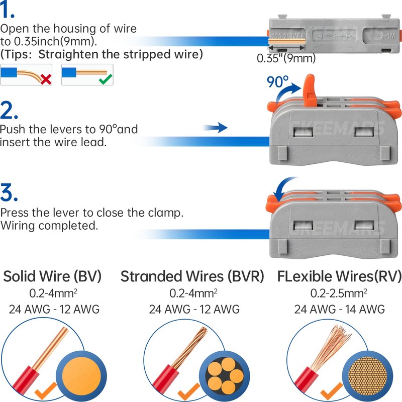 GKEEMARS 20 Pcs Mini Lever Wire, 1 Conductor Compact Wire