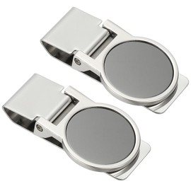 PATIKIL 2 Pcs Stainless Steel Money Clip, Metal Slim Wallet Clip for Men Round Black Money Holder Minimalist Front Pocket Wallet for Credit Card Business Card