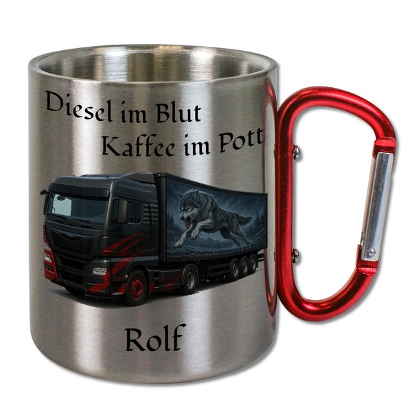 Personalisierte LKW Tasse aus Edelstahl | Geschenk für Fahrer |